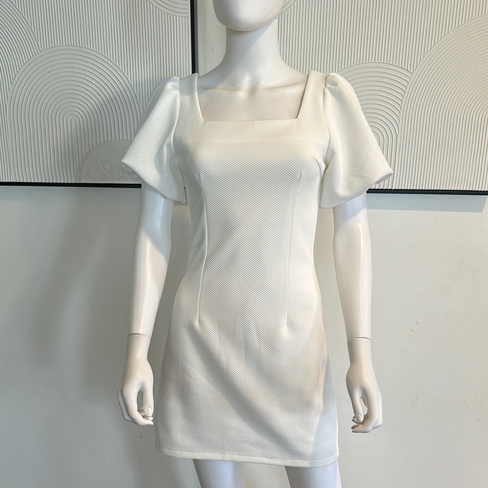 She + Sky White Mini Dress Elegant and Stylish